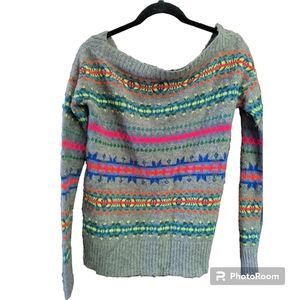 American Eagle gray/neon ugly sweater size Medium
